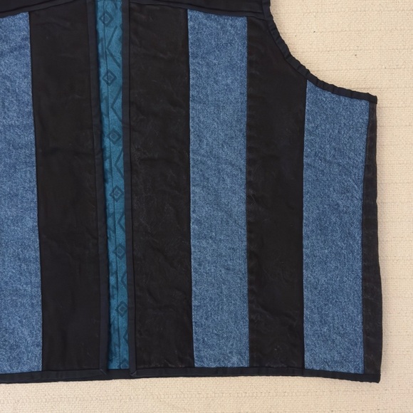 Vintage Black and Blue Striped Denim Vest - Picture 4 of 11